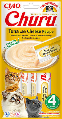 Inaba - Friandises Churu Recette Thon et Fromage pour Chats - 4x14g