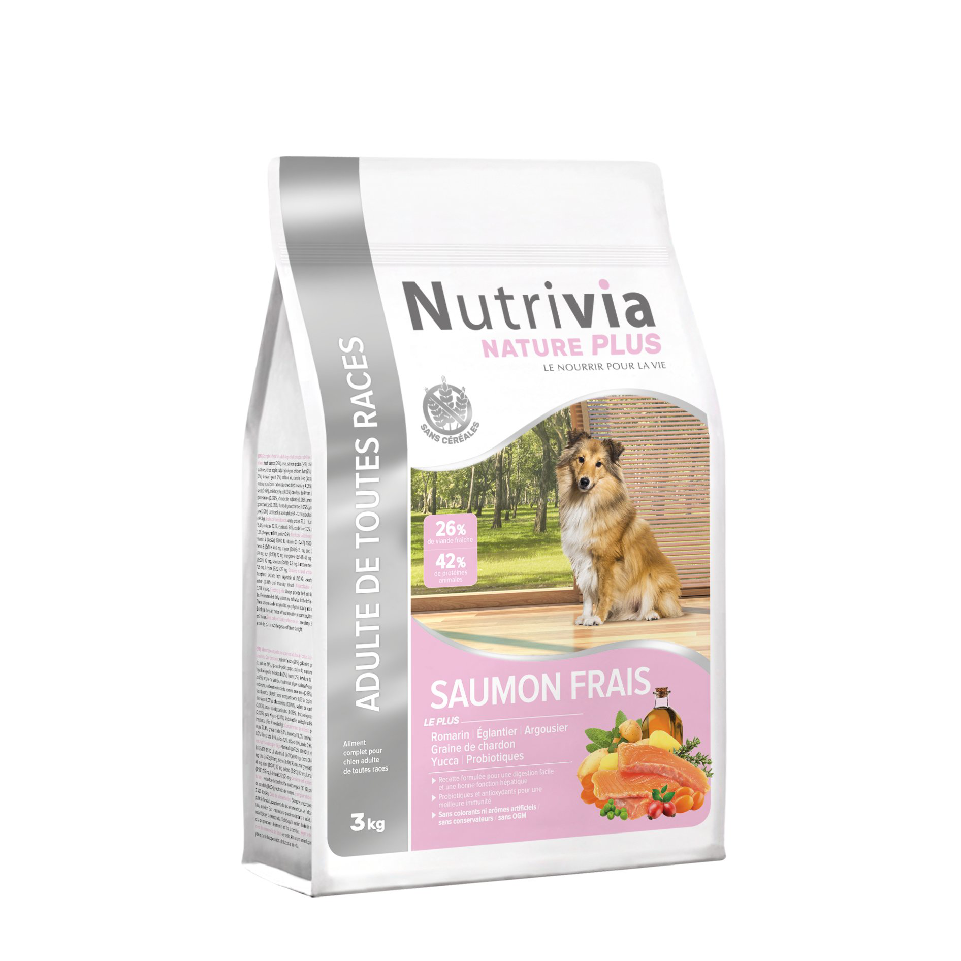 Nutrivia Nature Plus - Croquettes Naturelles au Saumon Frais pour Chien de Toutes Races - 3Kg Image num&eacute;ro 1