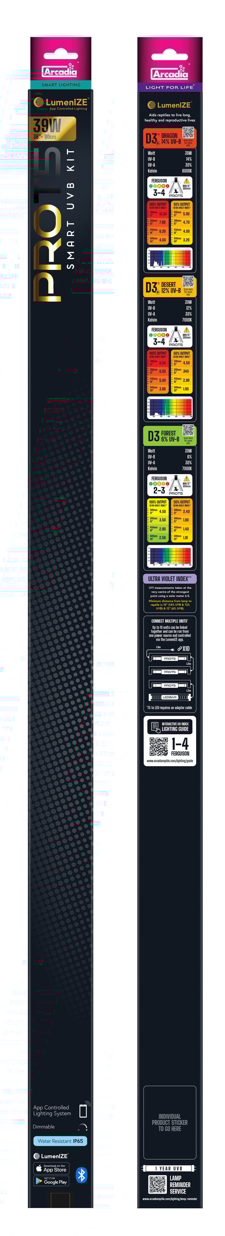 Arcadia - Luminaire Pro T5 Uvb Kit D3+12% Uvb, 39 Watt - R&eacute;ptiles Image num&eacute;ro 1
