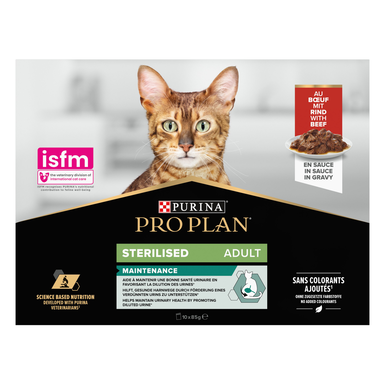 Pro plan - Bouchée en Sauce NutriSavour Sterilised au Bœuf pour Chat Adultes Stérélisés - 10x85g