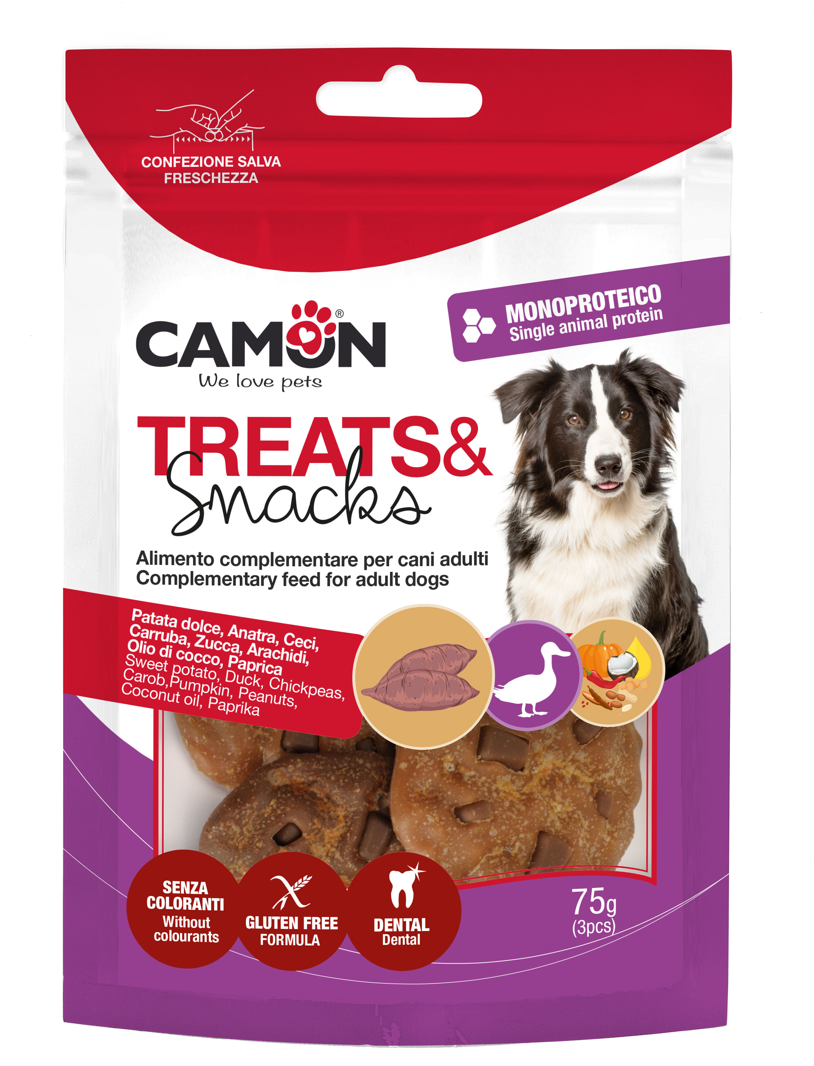 Camon - Friandises Treats & Snacks Cookies au Canard pour Chiens - 75g Image num&eacute;ro 1