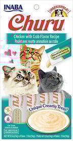 Inaba - Friandises Churu Poulet avec Recette au Crabe pour Chats - 4x14g