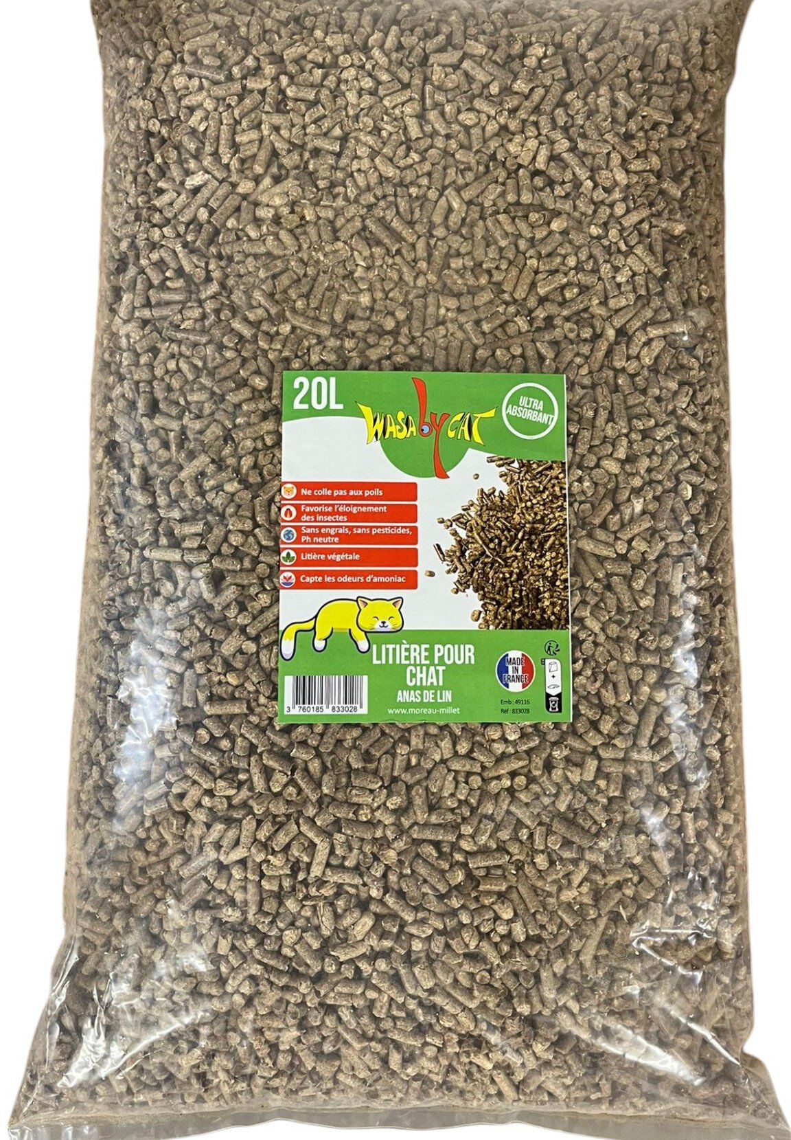 WasaByCat - Liti&egrave;re Chat Granul&eacute;s Anas de Lin - 20L Image num&eacute;ro 1