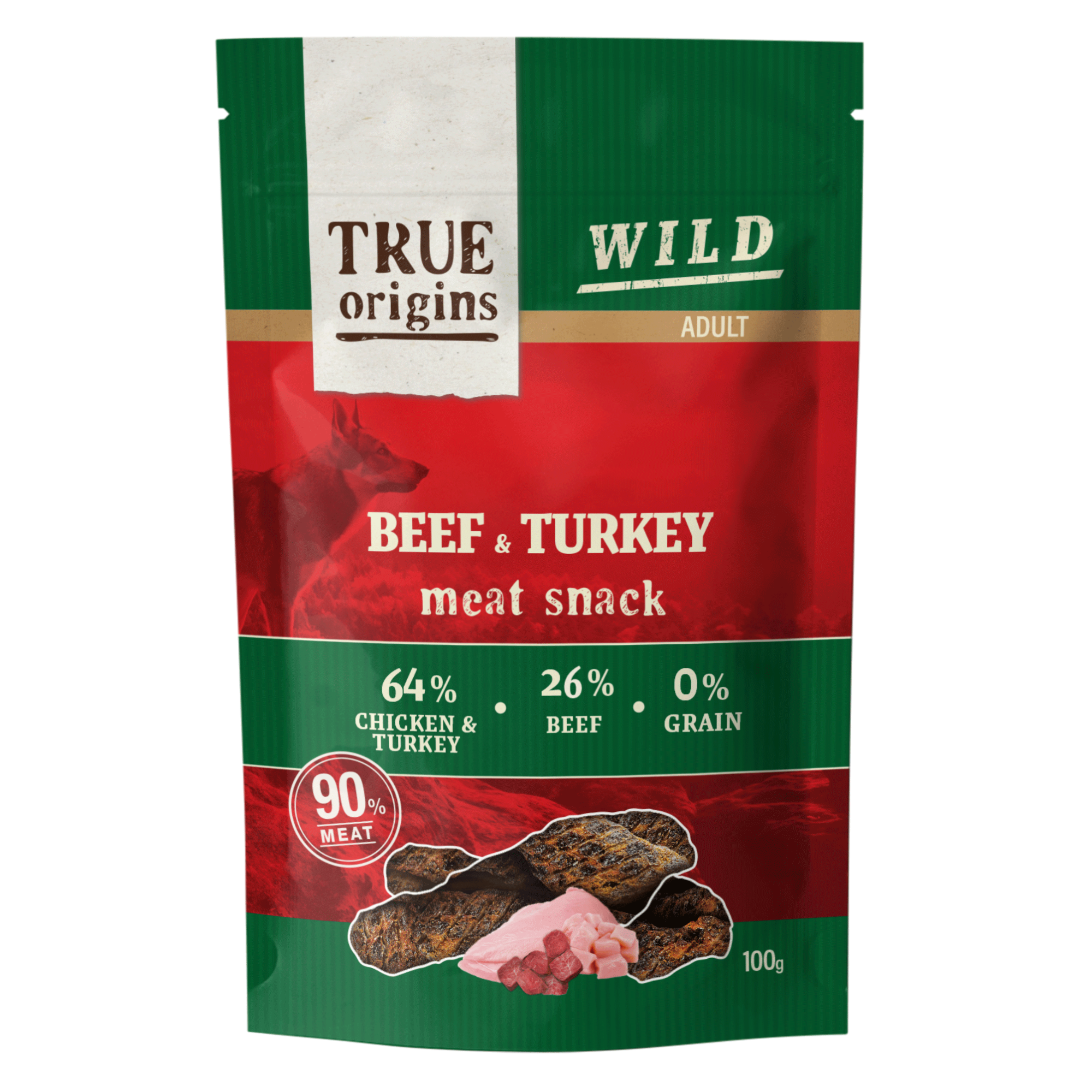 True Origins Wild - Friandises Jerky B&oelig;uf et Dinde pour Chien Adulte - 100g Image num&eacute;ro 1