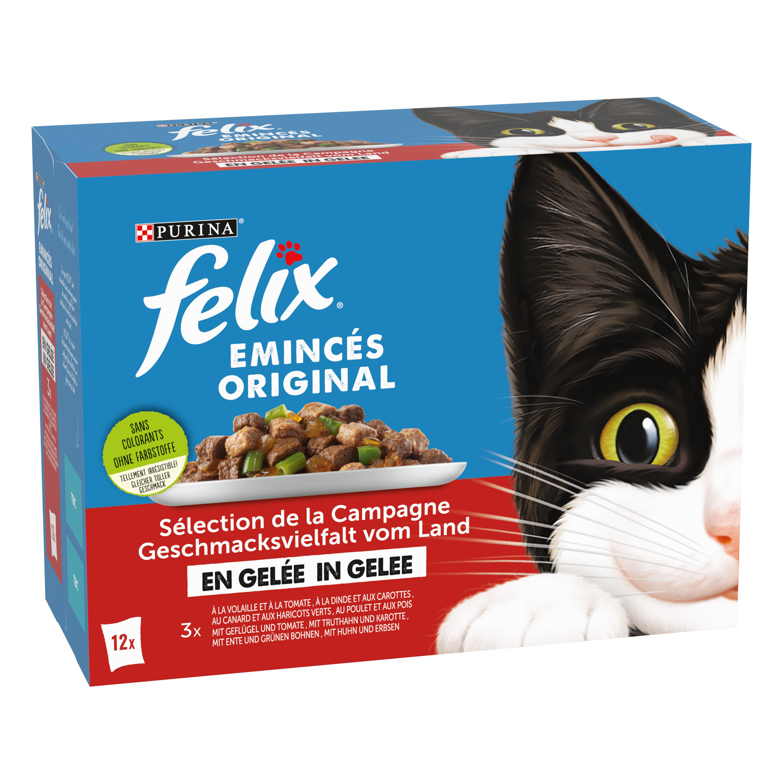 FELIX - Sachets Fra&icirc;cheur Eminc&eacute;s en Gel&eacute;e Volaille et L&eacute;gumes pour chats adultes - 12x85g Image num&eacute;ro 1