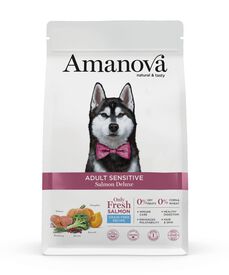 Amanova - Croquettes Adult Sensitive sans Céréales au Saumon pour Chiens - 10Kg