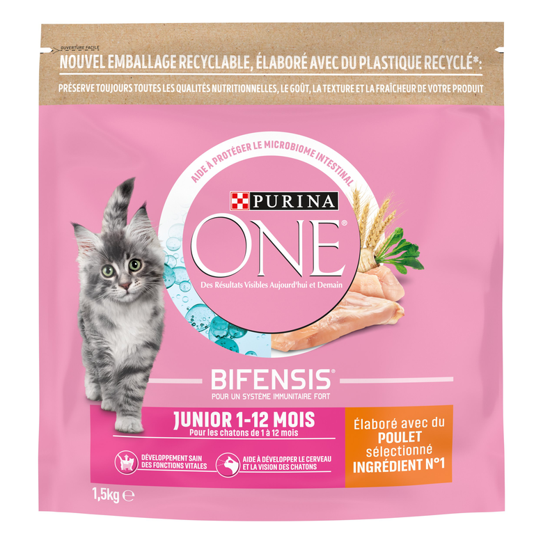 Purina One - Croquettes au Poulet et Céréales pour Chaton - 1,5Kg Image numéro 2 Purina One - Croquettes au Poulet et Céréales pour Chaton - 1,5Kg Image numéro 2