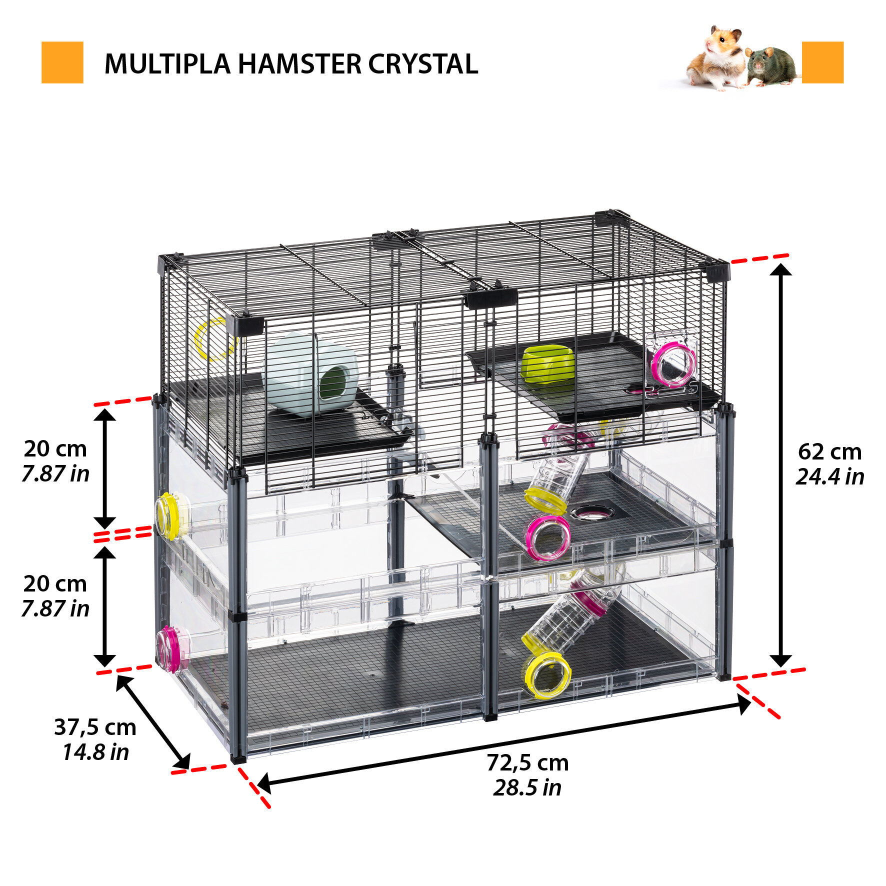 Ferplast - Cage Multipla Crystal pour Hamster et Souris - Noir Image num&eacute;ro 2