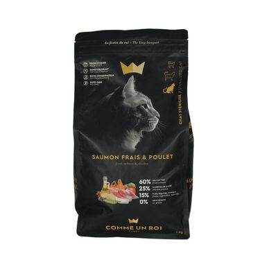 Comme Un Roi - Croquettes au Saumon et Poulet Frais pour Chat Stérilisé