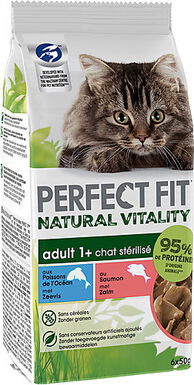 Perfect Fit - Sachets Fraîcheur Natural Vitality au Saumon et Poissons de l' Océan pour Chat Stérilisé - 6x50g