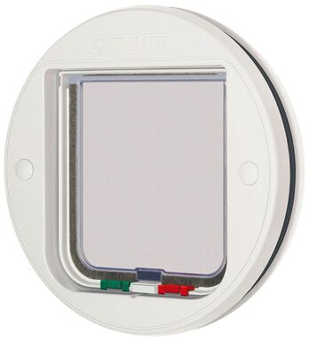 Kerbl - Chatière Cat Mate 4 voies pour vitre, blanc pour chats - Ø245mm