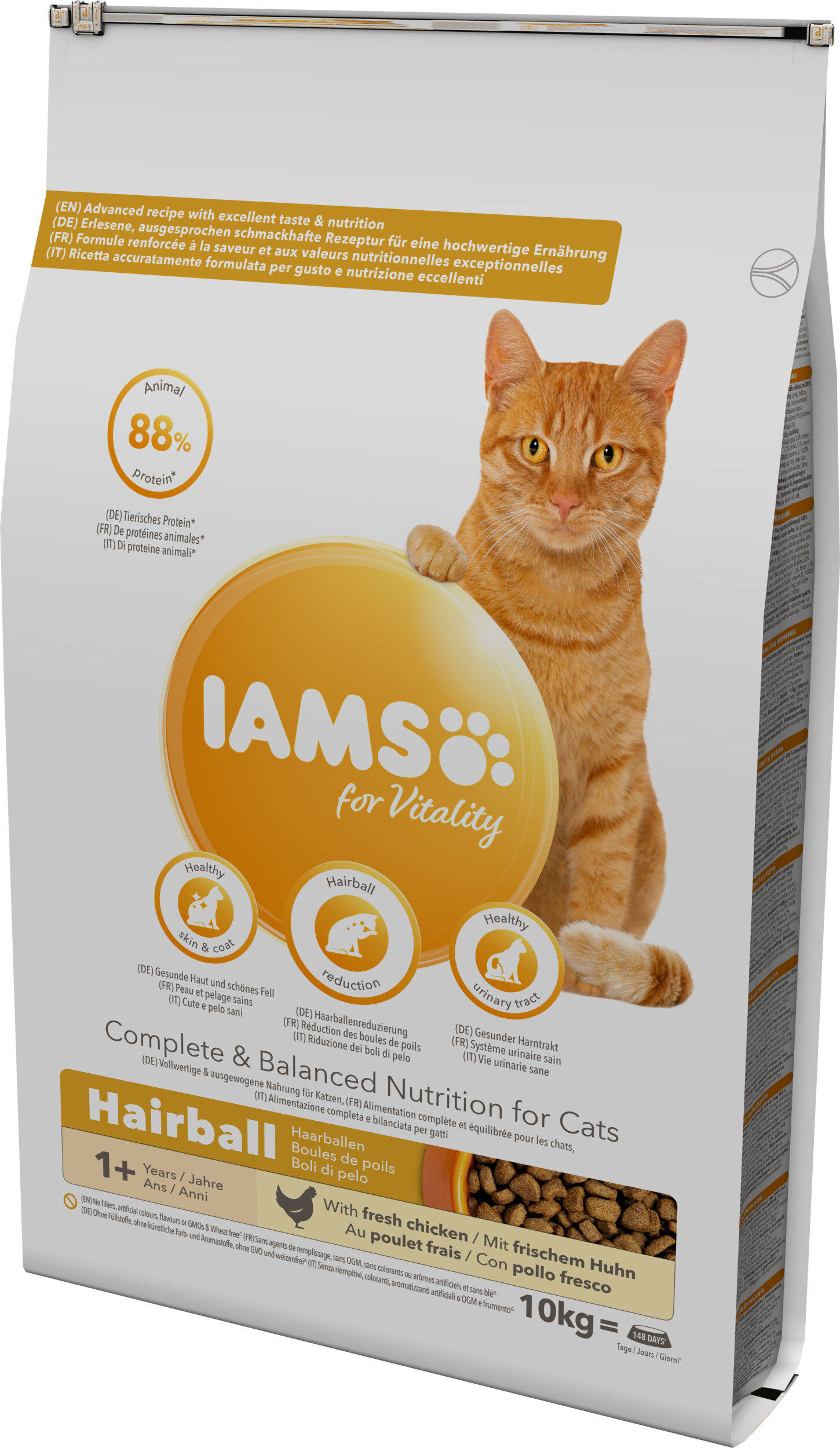 Iams - Croquettes Vitality Chat Adulte Rec, Boules de Poils Au poulet frais - 10kg Image num&eacute;ro 1