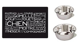 Anka - Set 2 Gamelles Inox + Tapis Aimanté pour Chiens - Ø20cm/16,5cm