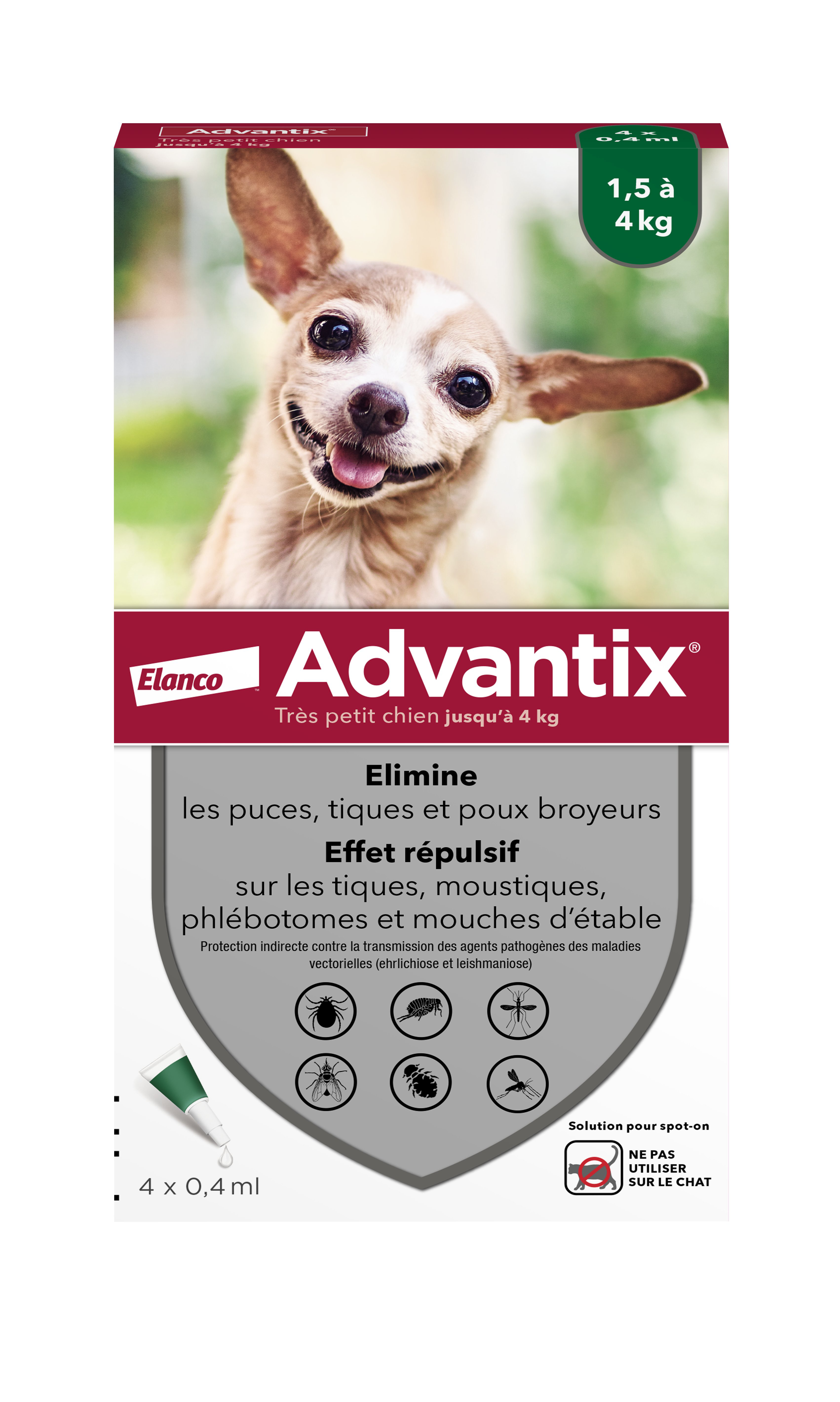 Bayer - Pipettes Antiparasitaires Advantix pour Tr&egrave;s Petit Chien - 4x0,4ml Image num&eacute;ro 1