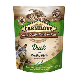 CARNILOVE - CHIEN ADULTE CANARD ET FLÉOLE DES PRÉS POCHON - 300 GR