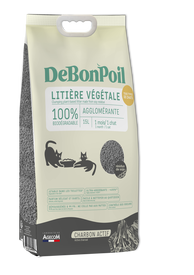 DeBonPoil - Litière Végétale Agglomérante au Charbon pour Chat - 15L