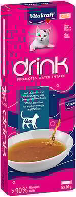 Vitakraft - Friandise Drink au Saumon + L-Carnitine pour Chats - 5x30g