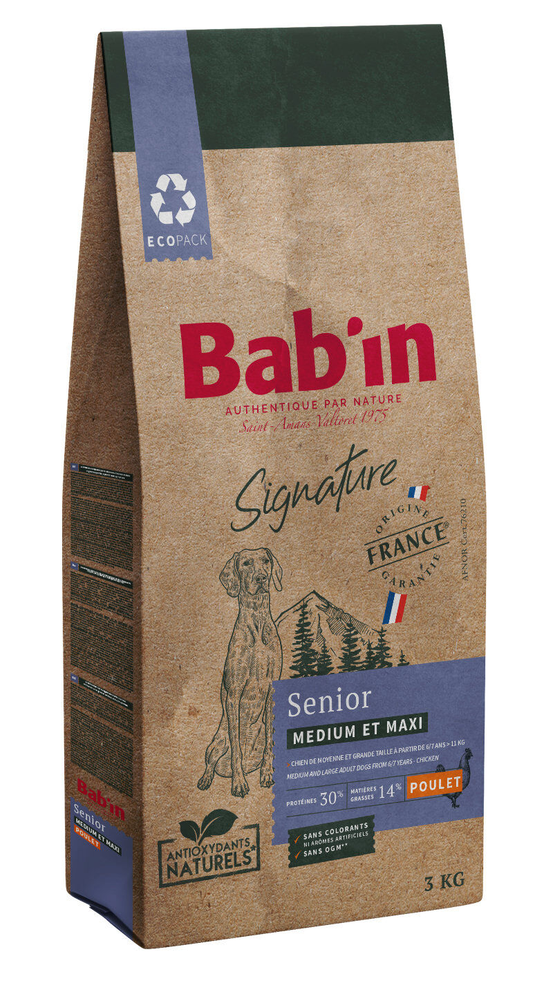 Bab'in -  Croquettes Poulet pour Chiens Medium & Maxi S&eacute;nior - 3kg Image num&eacute;ro 1