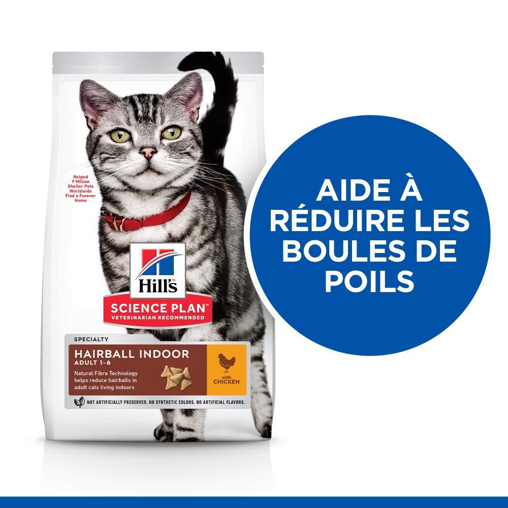 Hill's Science Plan - Adult Hairball Indoor Croquettes Pour Chat D'int&eacute;rieur Au Poulet -  3kg Image num&eacute;ro 2
