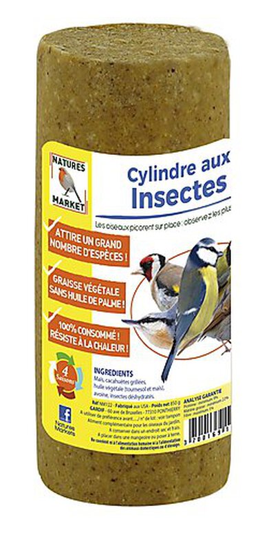 Natures Markets - Cylindre Graisse Végétale aux Insectes pour Oiseaux du Ciel - 850g image number null