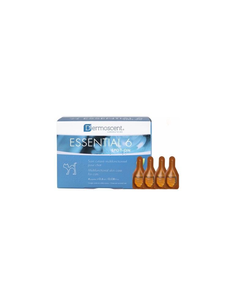 Dermoscent - Pipettes Essential 6 Spot-On Soin Cutan&eacute; pour Chats - 4x0,6ml Image num&eacute;ro 1