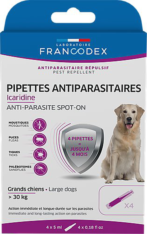Francodex - Pipettes Antiparasitaires Icardine pour Grands Chiens - x4 image number null