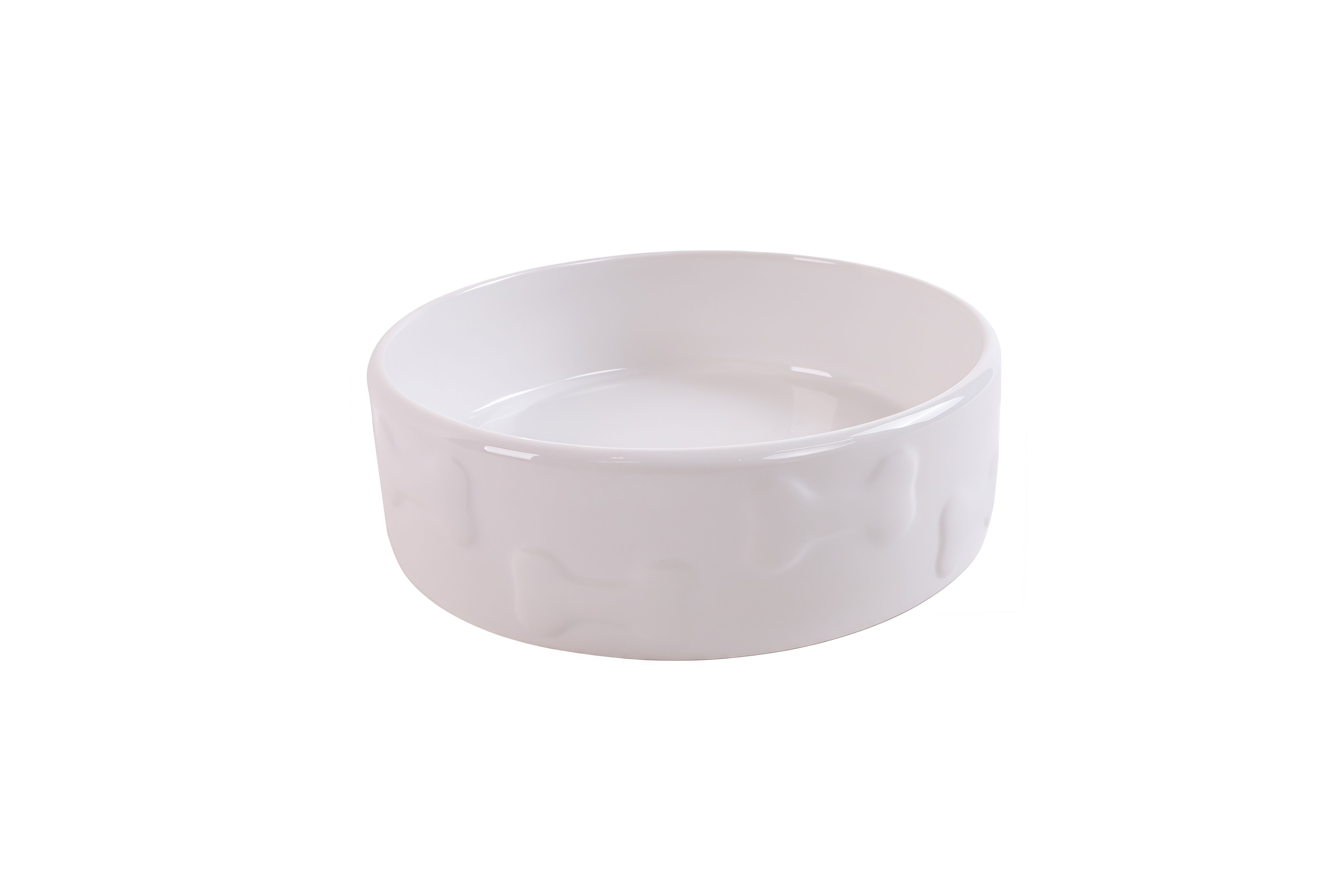Leeby Gamelle en C&eacute;ramique Blanche et Os en Relief pour Chiens - L/ 2,3L Image num&eacute;ro 3