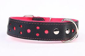 Yogipet - Collier Large Réfléchissant Cuir pour Chien Rose