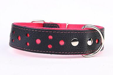 Yogipet - Collier Large Réfléchissant Cuir pour Chien Rose