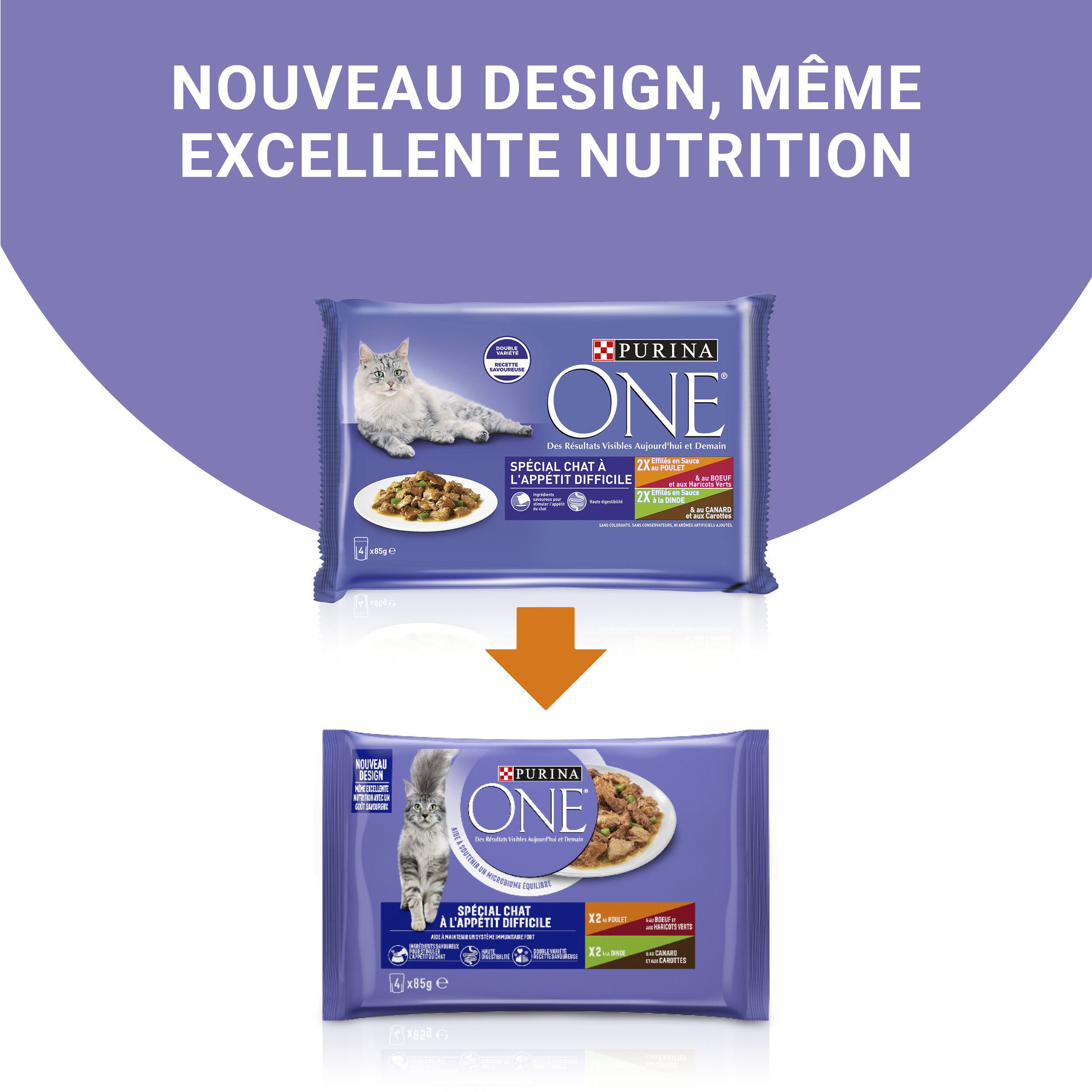 PURINA ONE - Sachets Fra&icirc;cheurs Chat difficile en Sauce B&oelig;uf Volaille L&eacute;gumes pour Chats - 4X85g Image num&eacute;ro 5