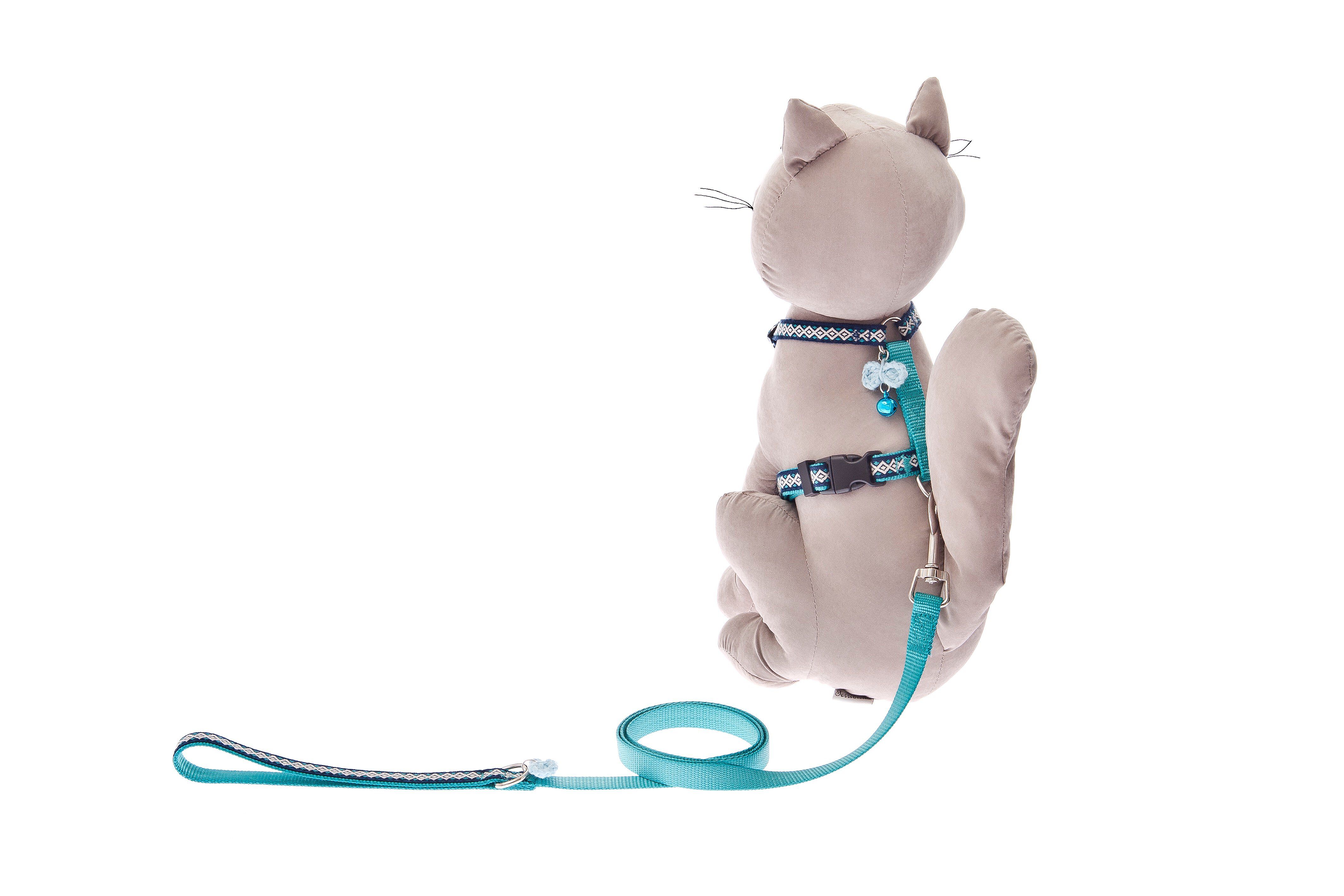 Ferribiella - Ensemble Laisse + Harnais R&eacute;glable Bleu pour Chats - S Image num&eacute;ro 2
