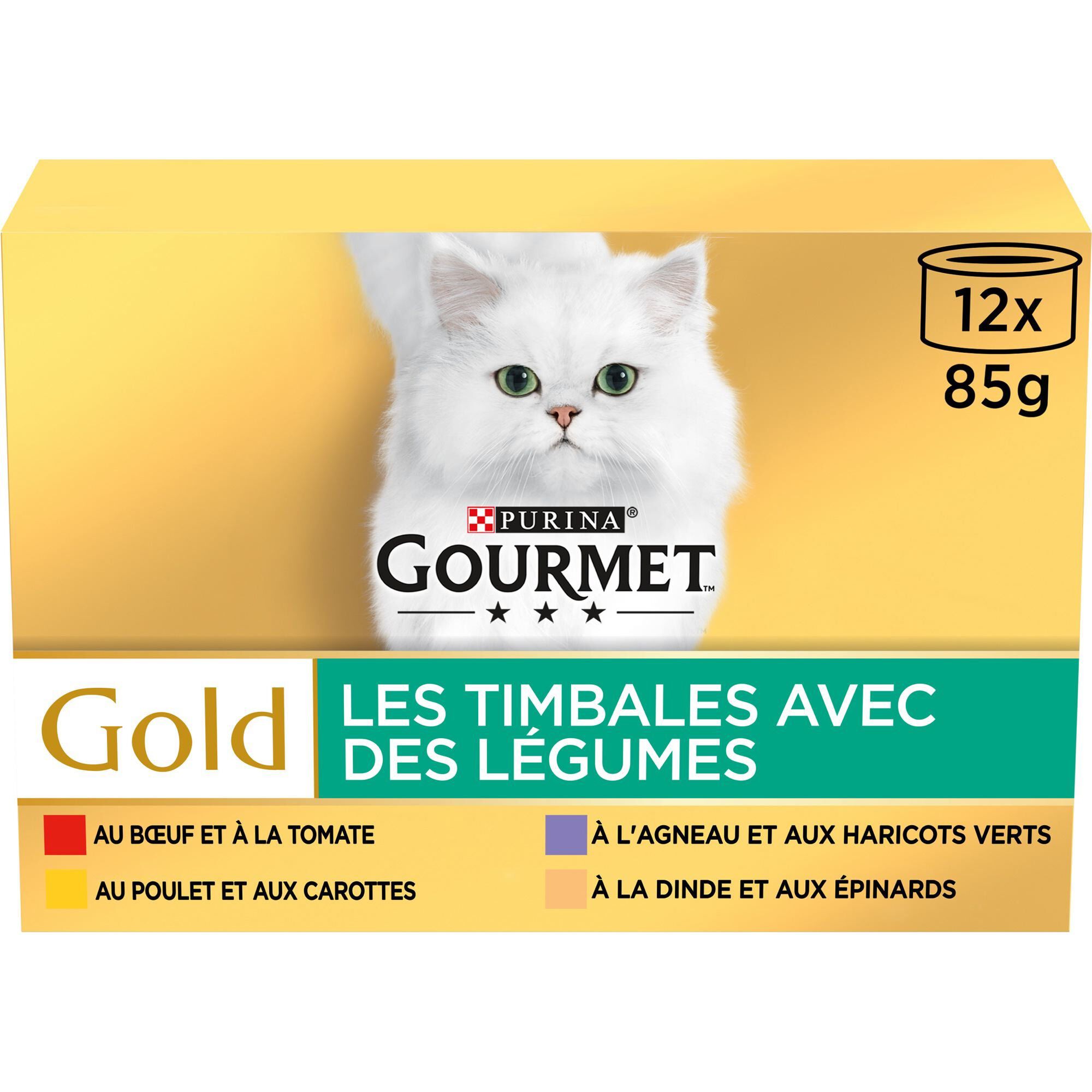 GOURMET - Bo&icirc;tes GOLD Les Timbales Multi Vari&eacute;t&eacute;s aux L&eacute;gumes pour Chats - 12x85g Image num&eacute;ro 1