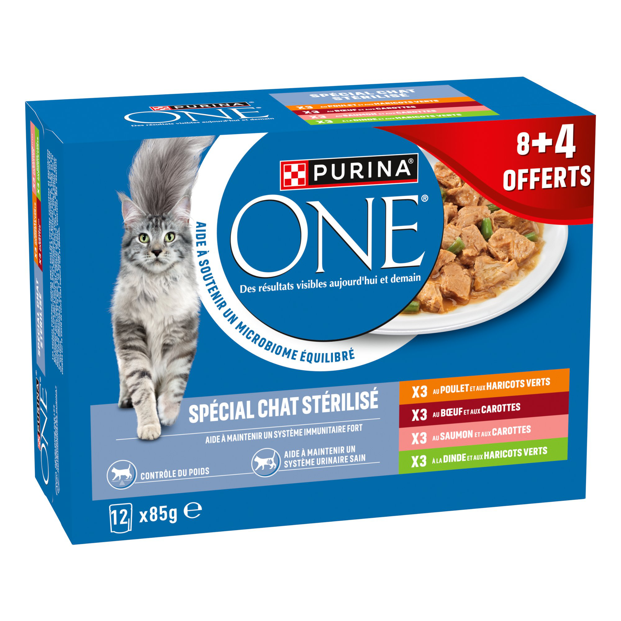 Purina One - Sachets Fra&icirc;cheur Multivari&eacute;t&eacute;s Chat adulte St&eacute;rilis&eacute; - 12x 85g Image num&eacute;ro 2