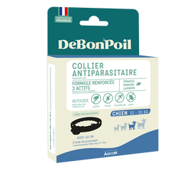 DeBonPoil - Collier Antiparasitaire pour Moyen Chien - Noir