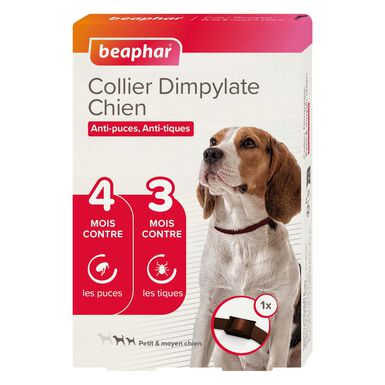 Beaphar - Collier Dimpylate anti-puces et tiques pour chien - Marron