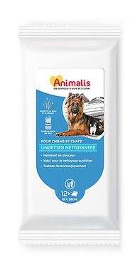 Animalis - Lingettes Nettoyantes Talc pour Chien et Chat - x12