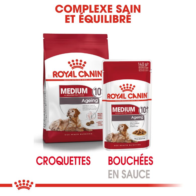 ROYAL CANIN - SACHET FRAICHEUR MEDIUM AGEING 10+ en sauce POUR CHIENS SENIORS - 10x140g image number null