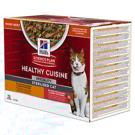 Hill’s Science Plan Healthy Cuisine Mijoté Pour Chat Adulte Stérilisé Au Poulet Et Légumes  - 12x80g