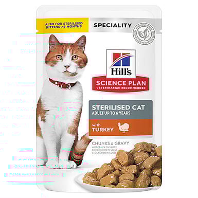 Hill's - Sachet Repas Science Plan Sterilised Cat pour Chat Stérilisé à la Dinde - 85g