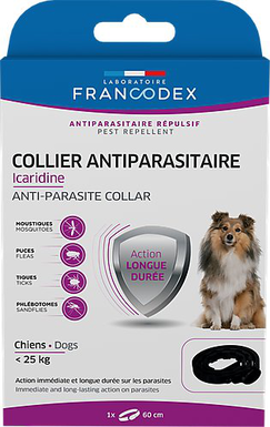 Francodex - Collier Antiparasitaire Icardine pour Petits et Moyens Chiens - Noir