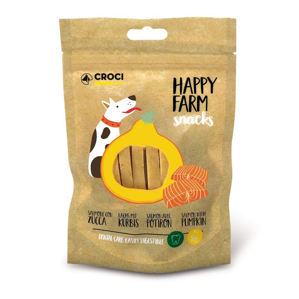 Croci - Friandises Happy Farm Saumon et Citrouille pour Chiens - 80g Image num&eacute;ro 2