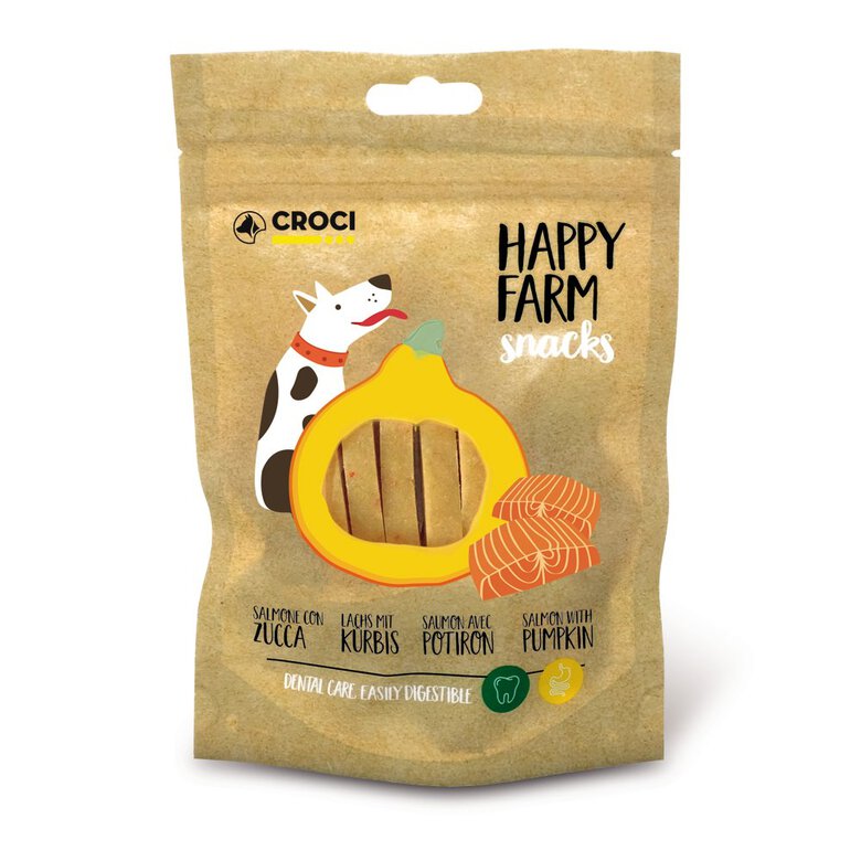 Croci - Friandises Happy Farm Saumon et Citrouille pour Chiens - 80g Image numéro 2 Croci - Friandises Happy Farm Saumon et Citrouille pour Chiens - 80g Image numéro 2