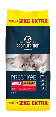 Pro-nutrition - Croquettes Prestige Adult à la Dinde pour Chats - 10+2Kg