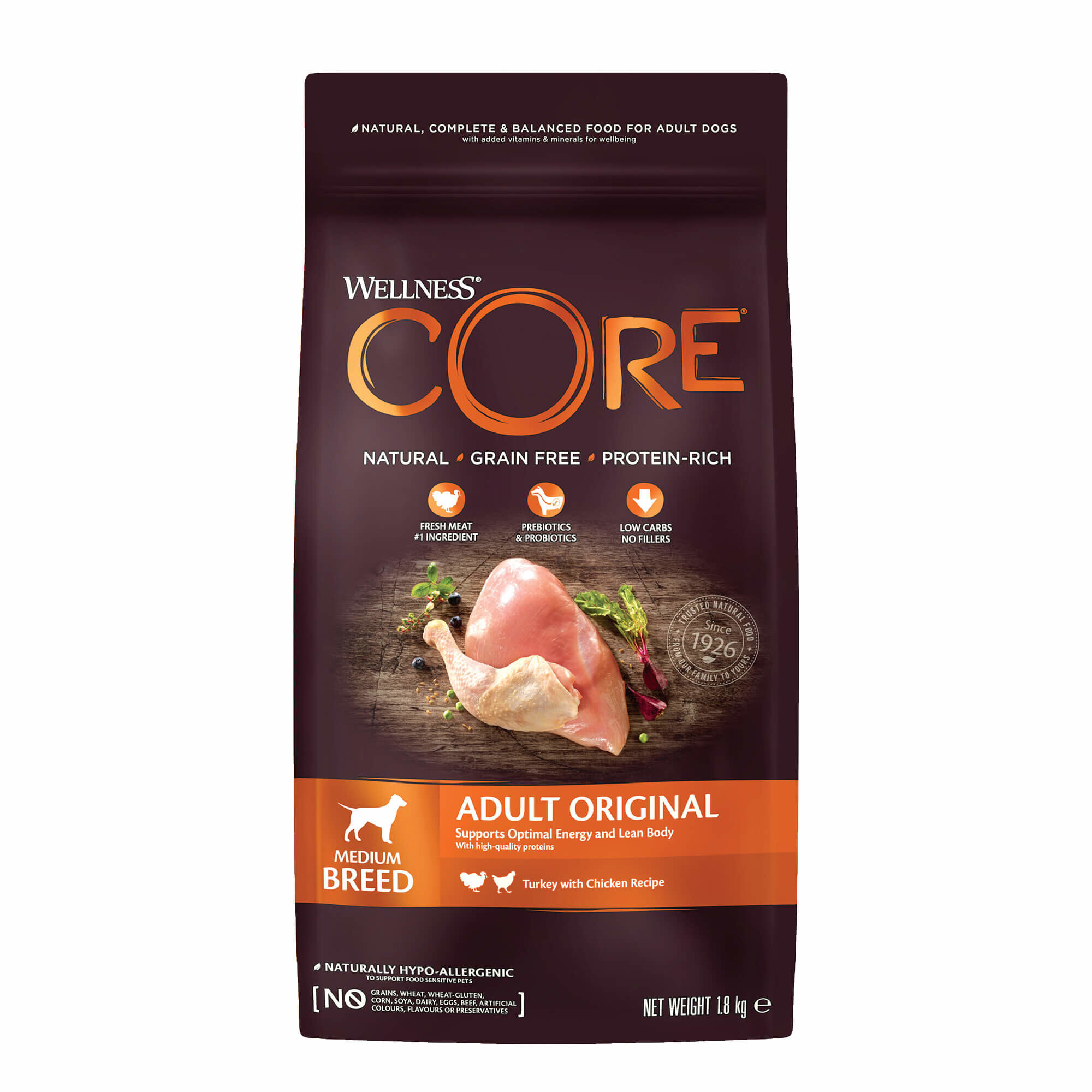 Wellness CORE - Croquettes Original Dinde et Poulet pour Chien - 1,8Kg Image num&eacute;ro 1