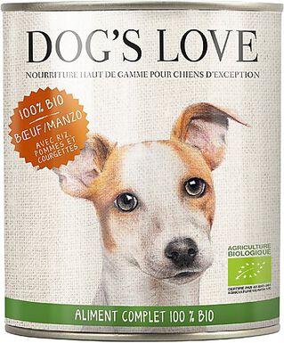 Dog's Love - Pâtée Boite 100% BIO au Bœuf pour Chiens - 800g