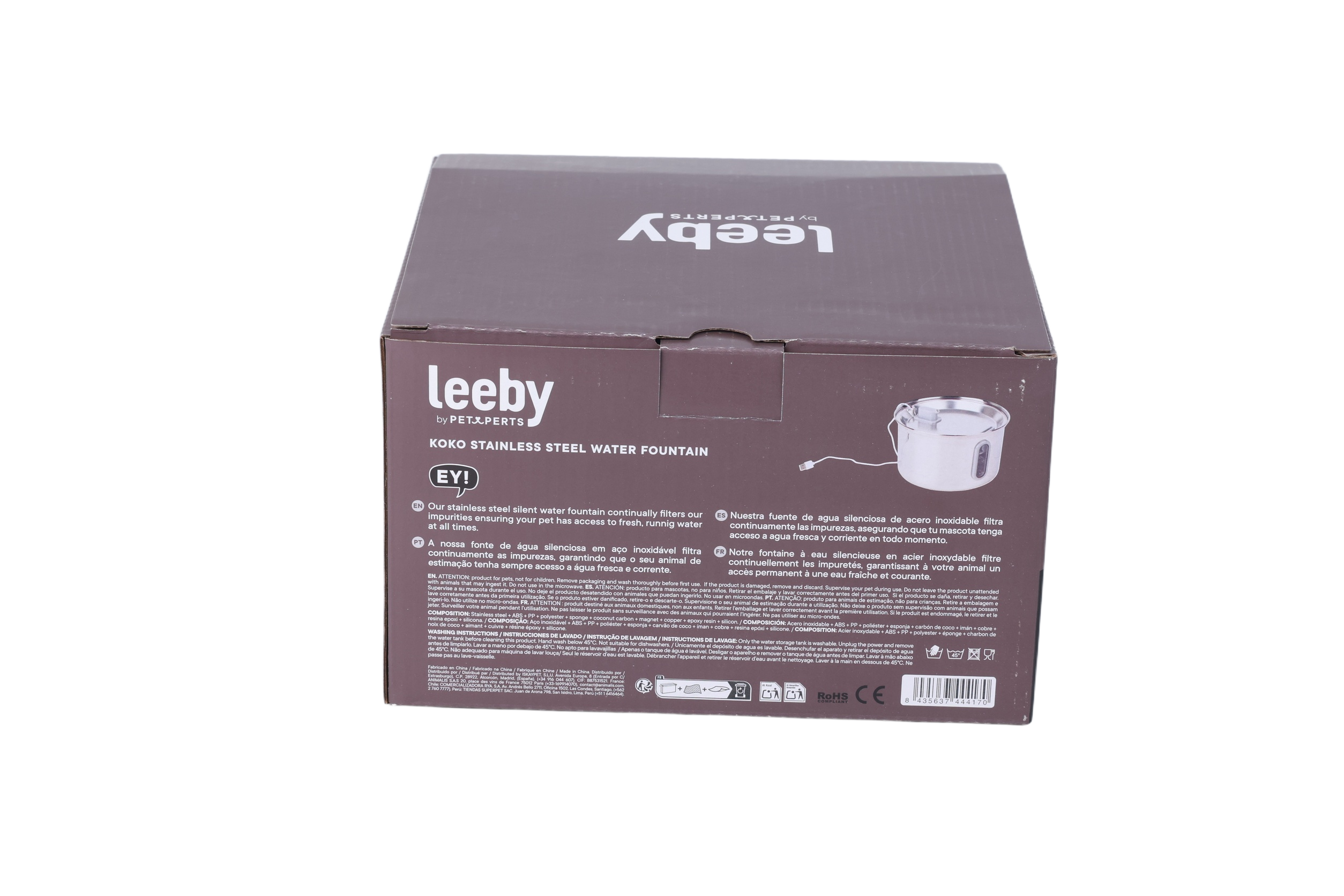 Leeby - Fontaine &agrave; Eau KOKO Acier Inoxydable pour Chiens et Chat - 3L Image num&eacute;ro 5