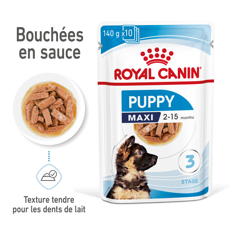 Royal Canin - Sachets Puppy Maxi en Sauce pour Chiot - 10x140g Image numéro 9 Royal Canin - Sachets Puppy Maxi en Sauce pour Chiot - 10x140g Image numéro 9
