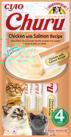 Inaba - Friandises Churu Recette Poulet et Saumon pour Chats - 4x14g
