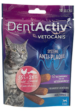 Vetocanis - Sticks Dentactiv au Poisson pour Chats - x10