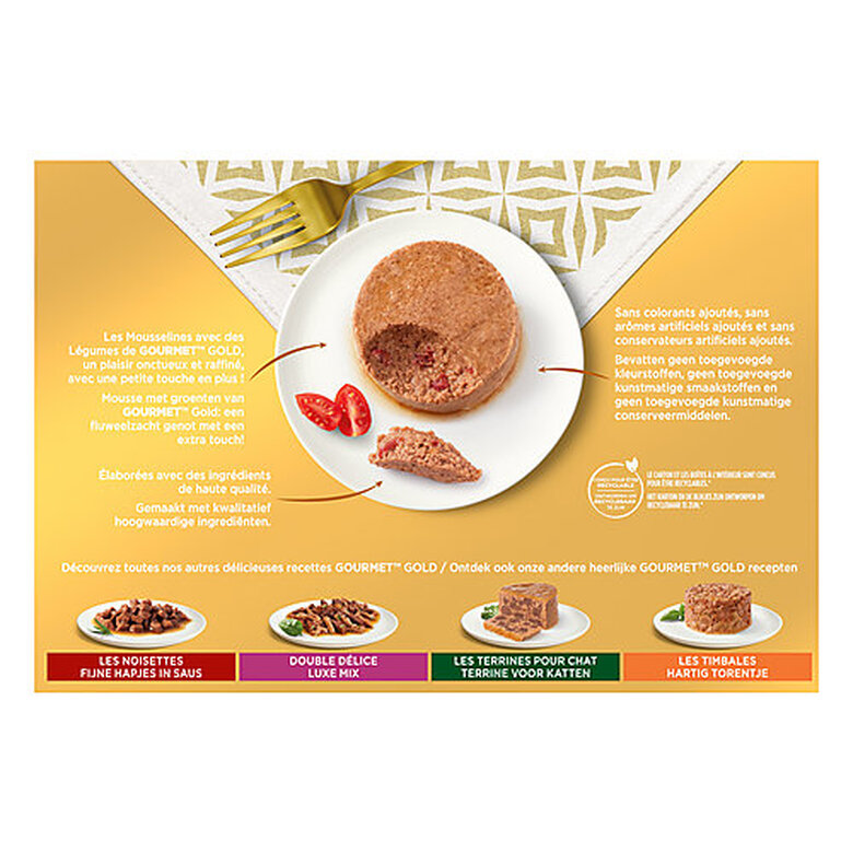 GOURMET - Boîtes GOLD Les Mousselines avec des Légumes pour chats - 12x85g Image numéro 2 GOURMET - Boîtes GOLD Les Mousselines avec des Légumes pour chats - 12x85g Image numéro 2
